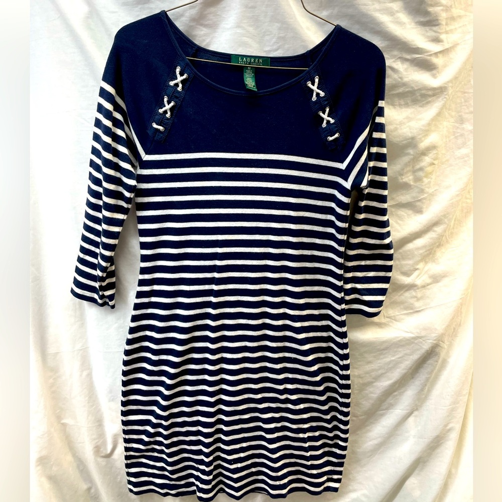 Lauren Ralph Lauren Navy Striped Dress ladies sz M